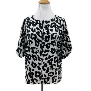 Loft Ann Taylor Blouse Womens XS P Petite Boxy Dolman Sleeves Semi Sheer Top